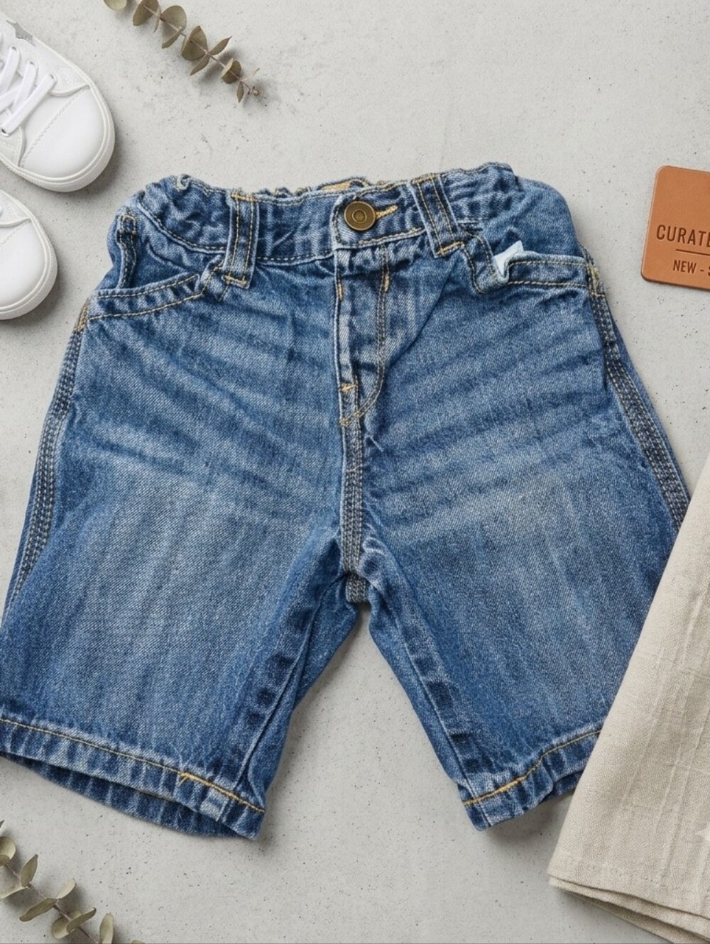 The Children's Place Toddler Boys Adjustable Waist Denim Shorts Snap